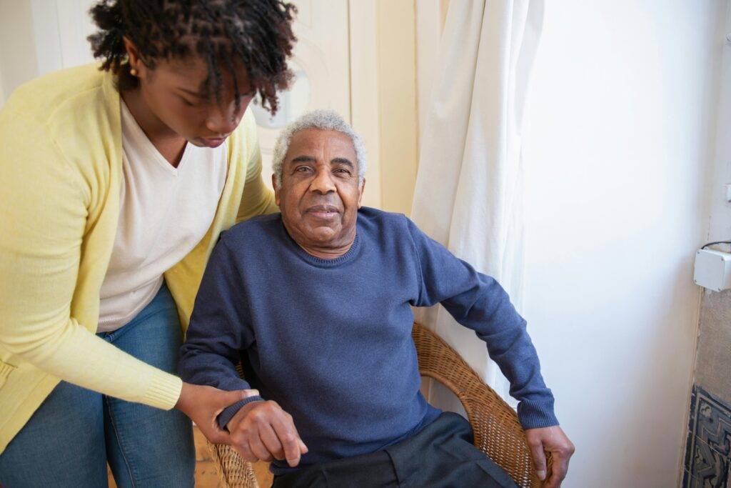in-home care services provided by caregiver to an elderly man
